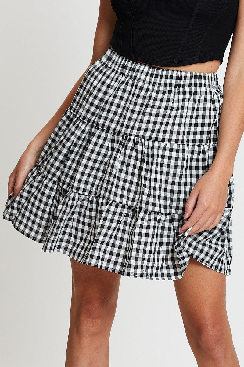 Check Flare Skirt Mini High Rise - Image 2