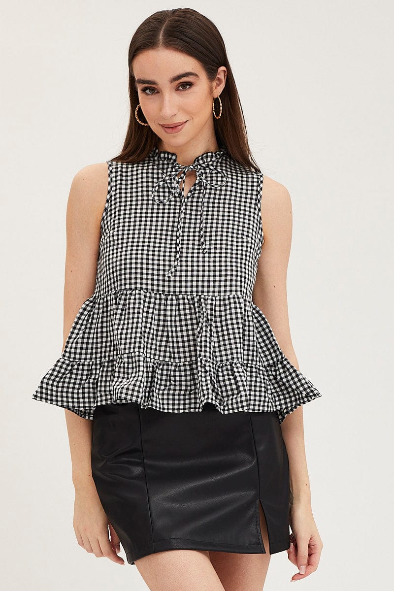 Check Gingham Wrap Top - Image 2