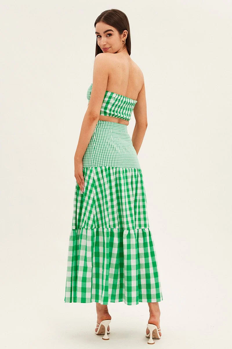 Check Maxi Skirt High Rise Tiered - Image 5
