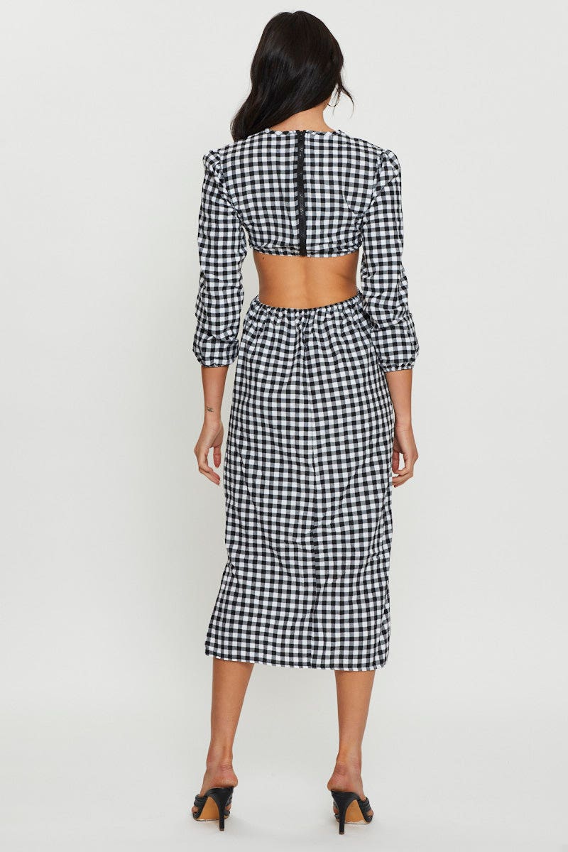 Check Midi Dress Long Sleeve - Image 4