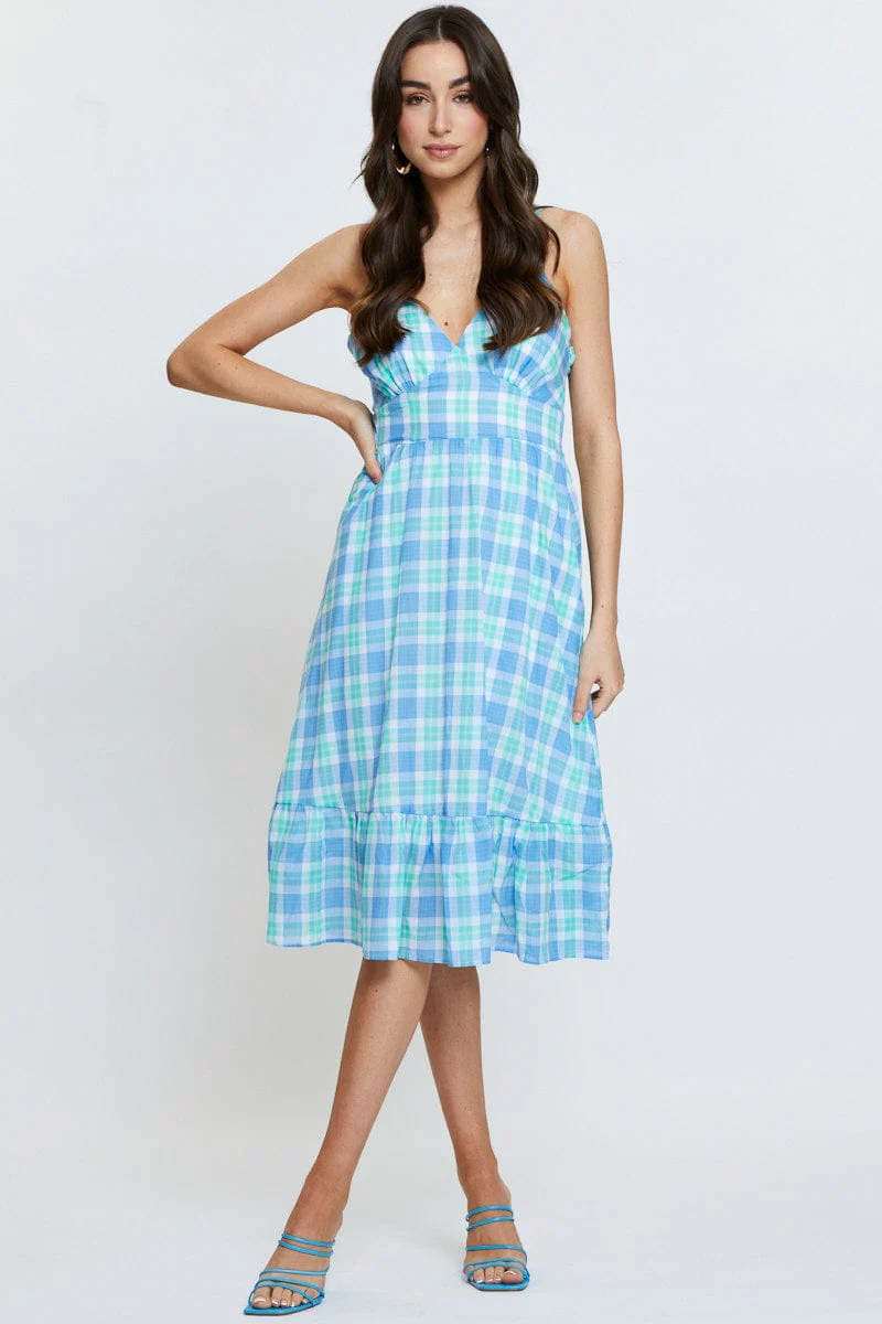 Check Midi Dress Sleeveless - Image 3