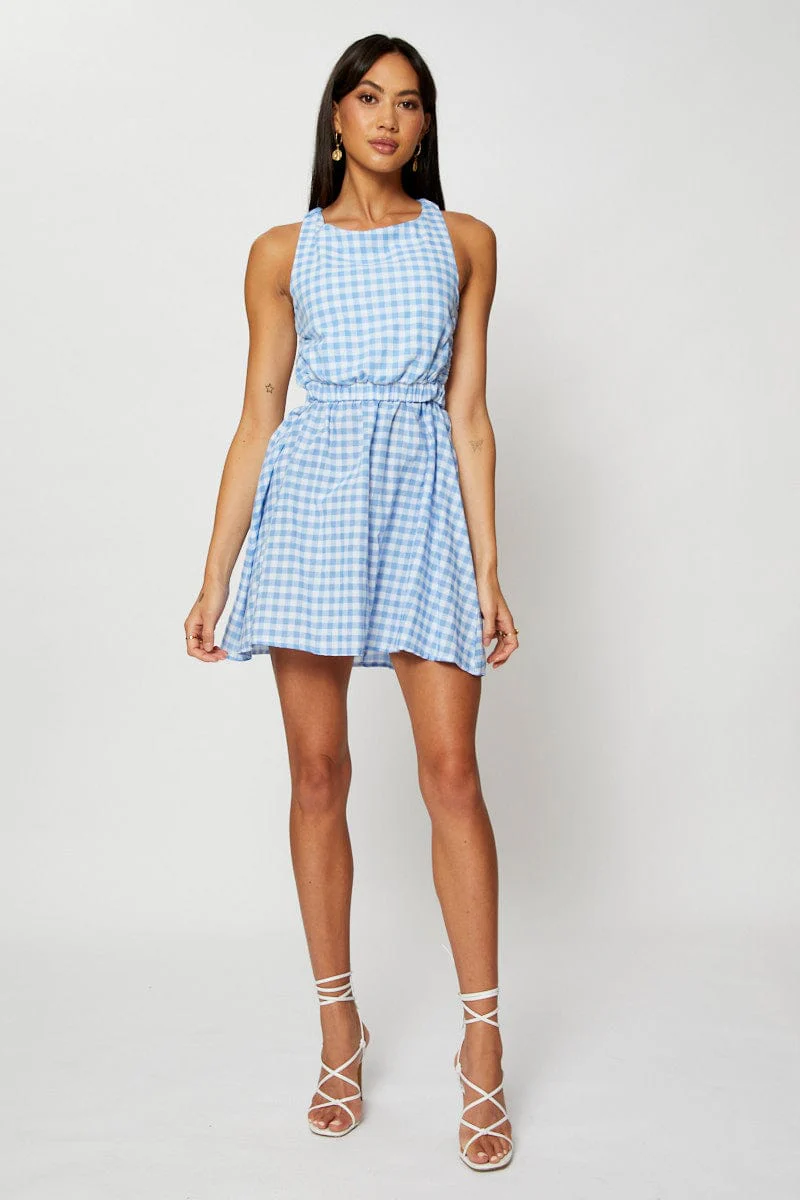 Check Mini Dress Sleeveless - Image 3