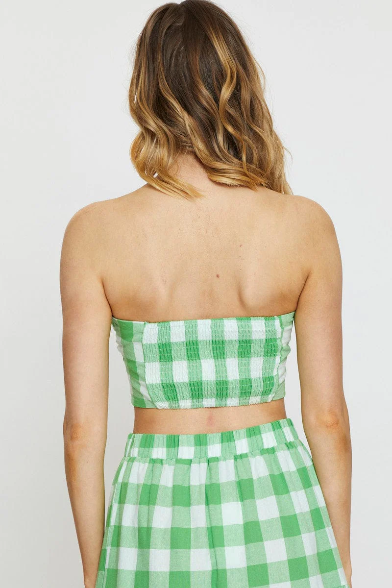 Check Singlet Top Crop - Image 5