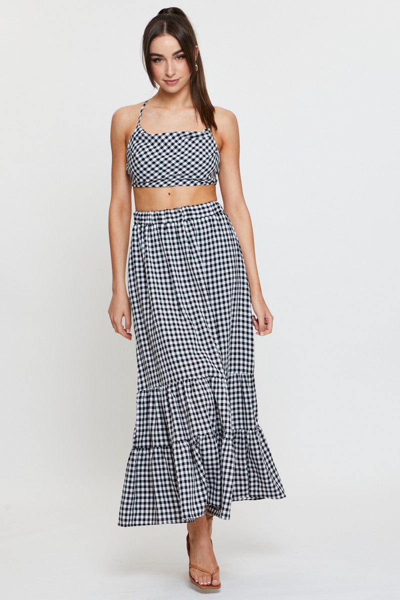 Check Singlet Top Sleeveless Crop - Image 3