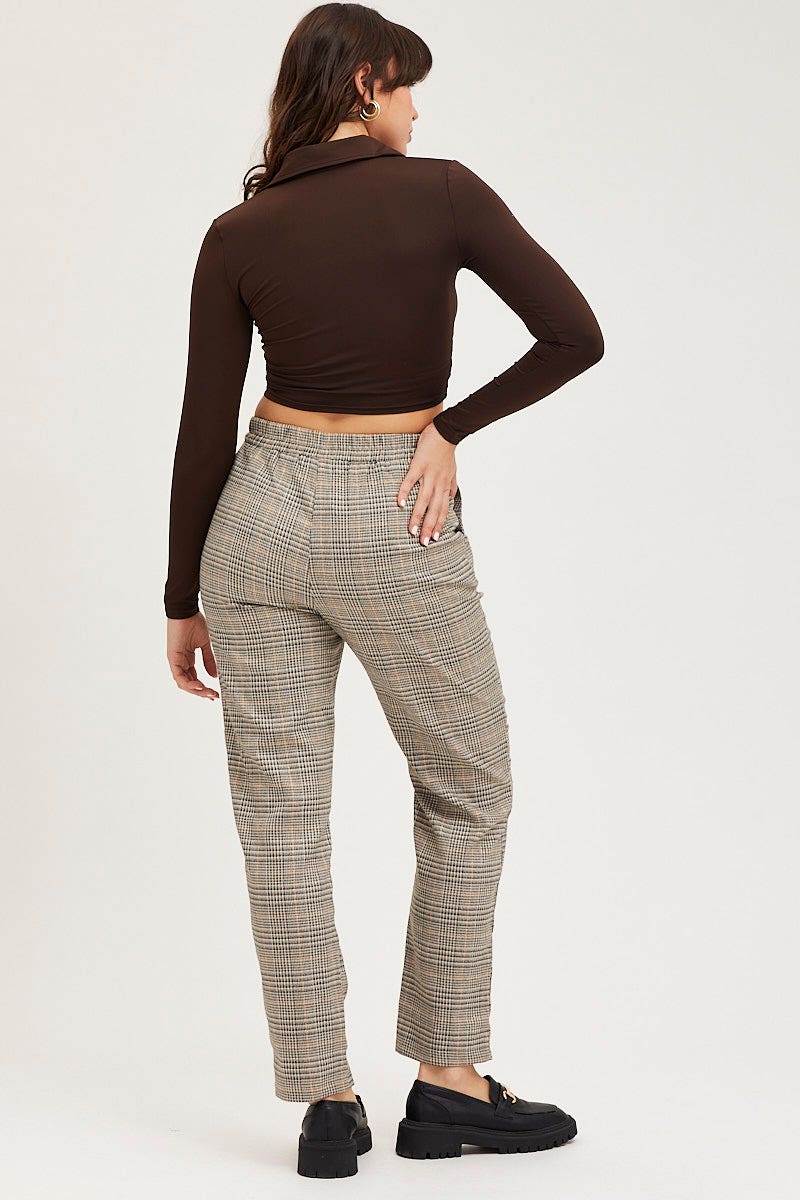 Check Slim Pants High Rise - Image 6