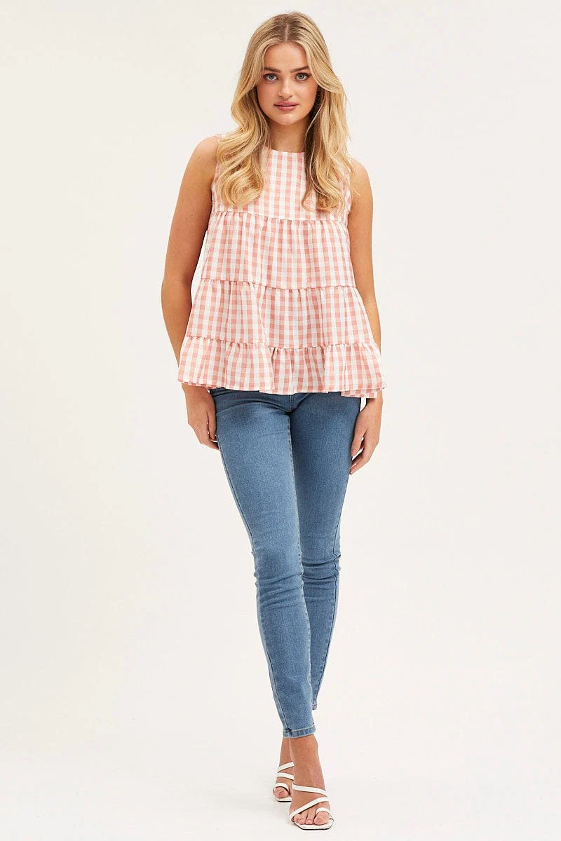 Check Tiered Top Sleeveless - Image 2
