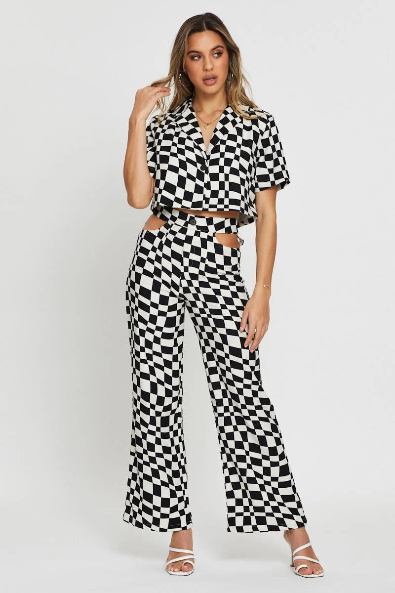 Check Wrap Top Short Sleeve Crop - Image 2