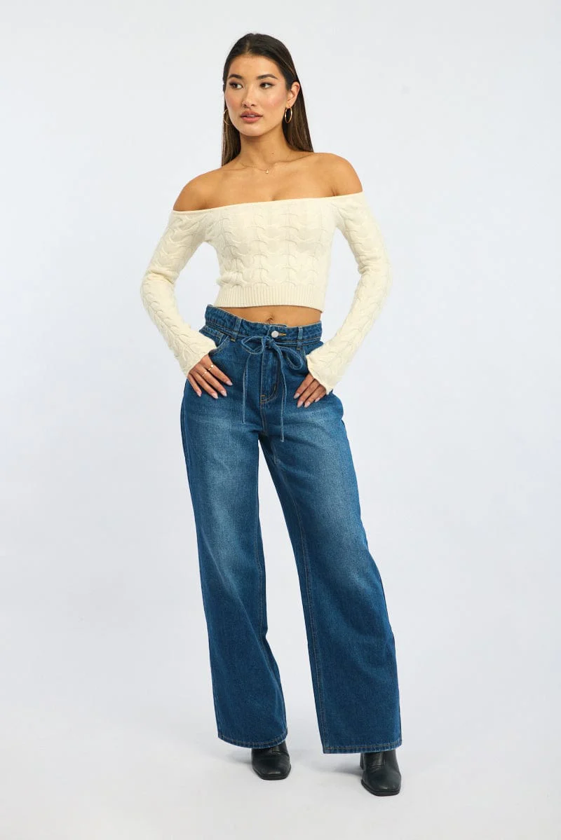 Denim Baggy Jeans Low Rise Belted - Image 3
