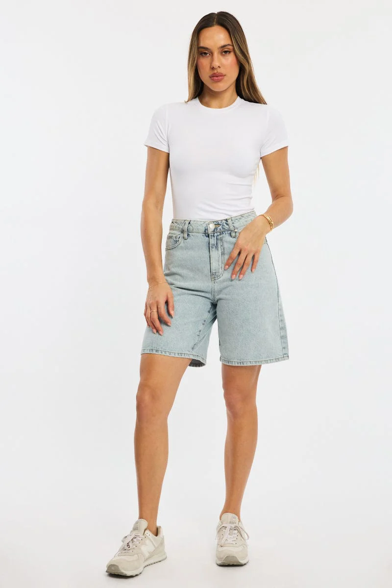 Denim Bermuda Jorts Mid Rise