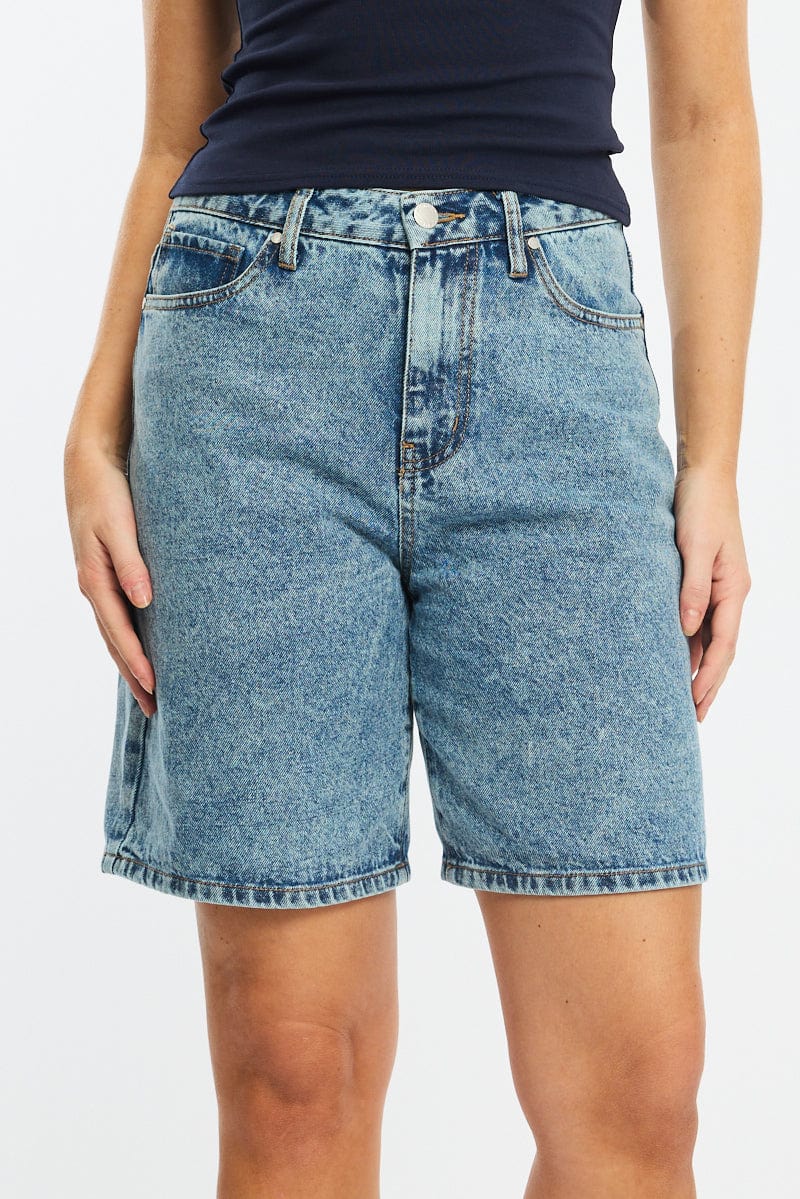 Denim Bermuda Jorts Mid Rise - Image 2