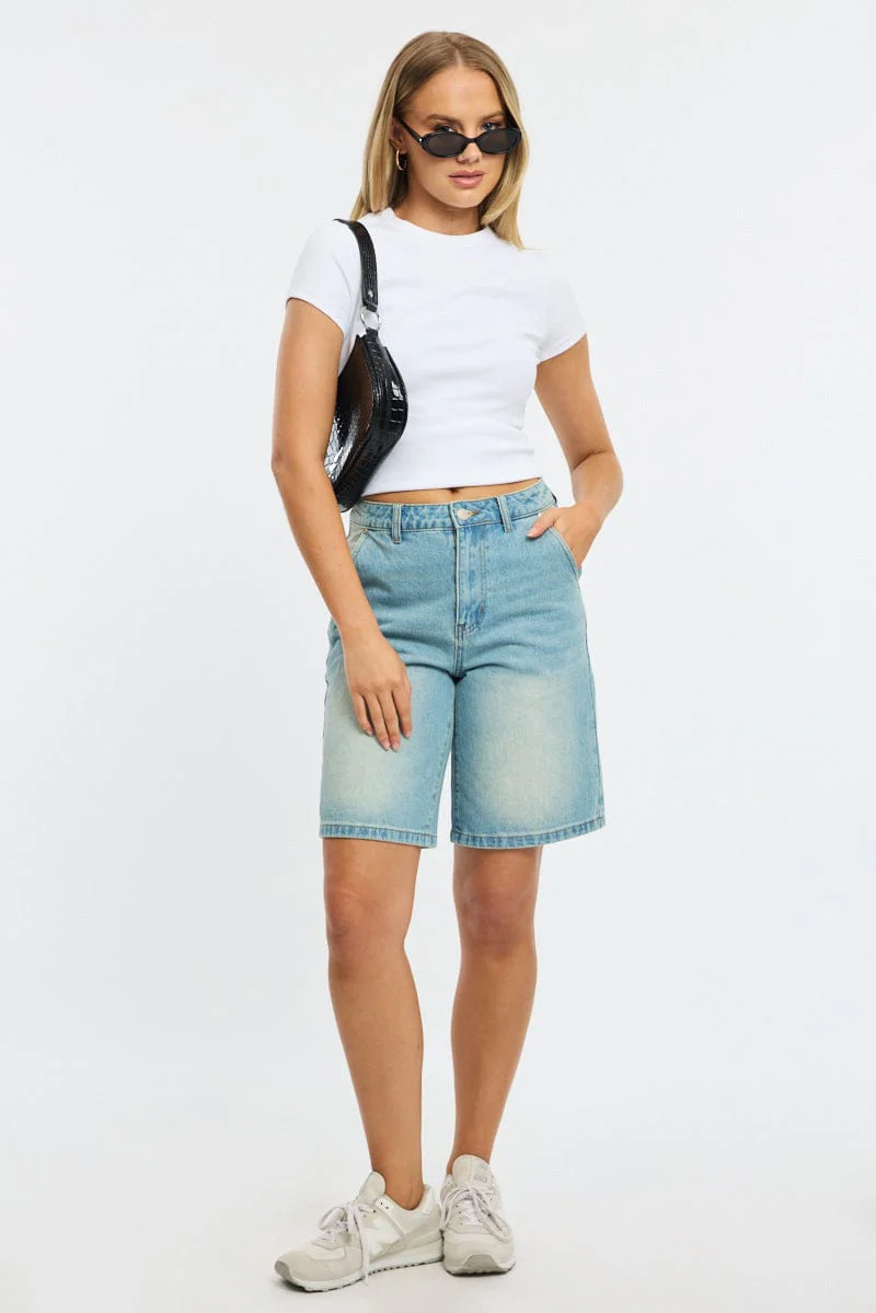 Denim Bermuda Shorts Mid Rise - Image 3