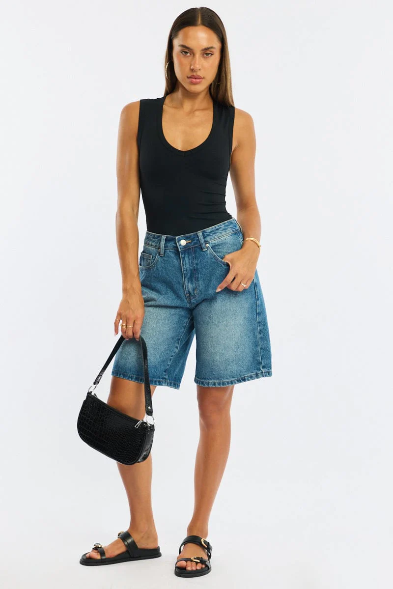 Denim Bermuda Shorts Mid Rise - Image 3