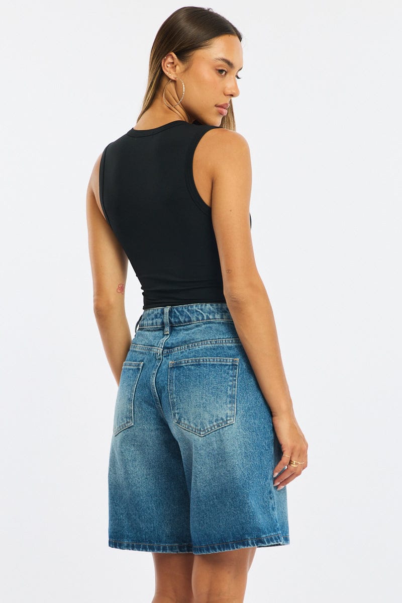 Denim Bermuda Shorts Mid Rise - Image 5