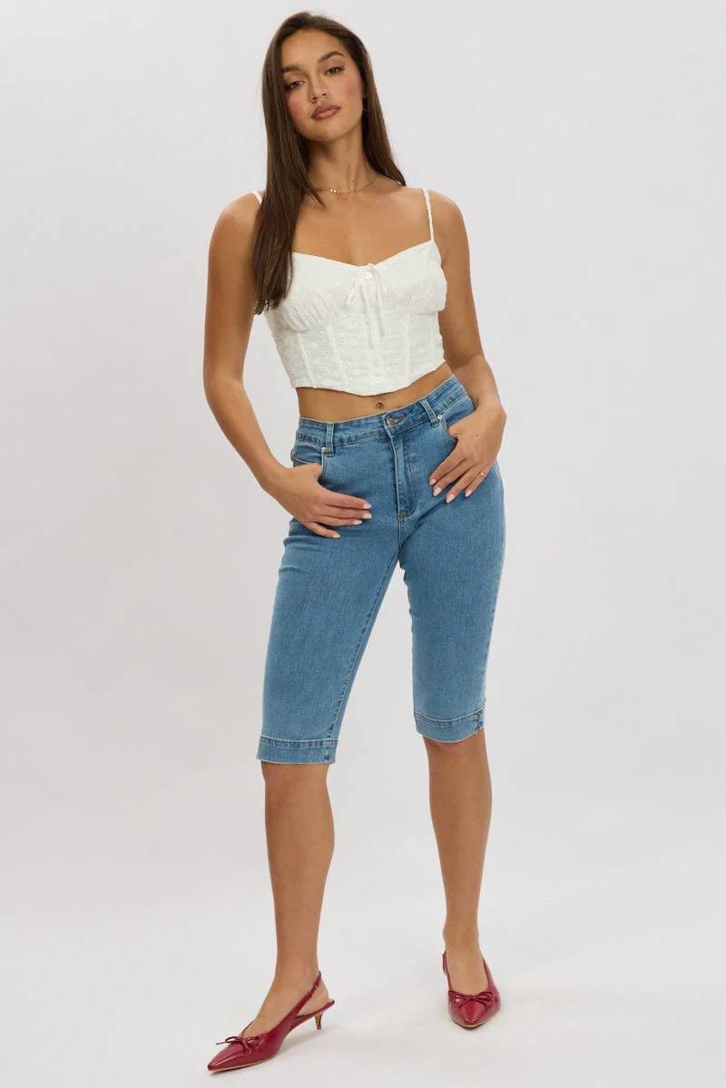 Denim Capri Jeans Mid Rise - Image 3