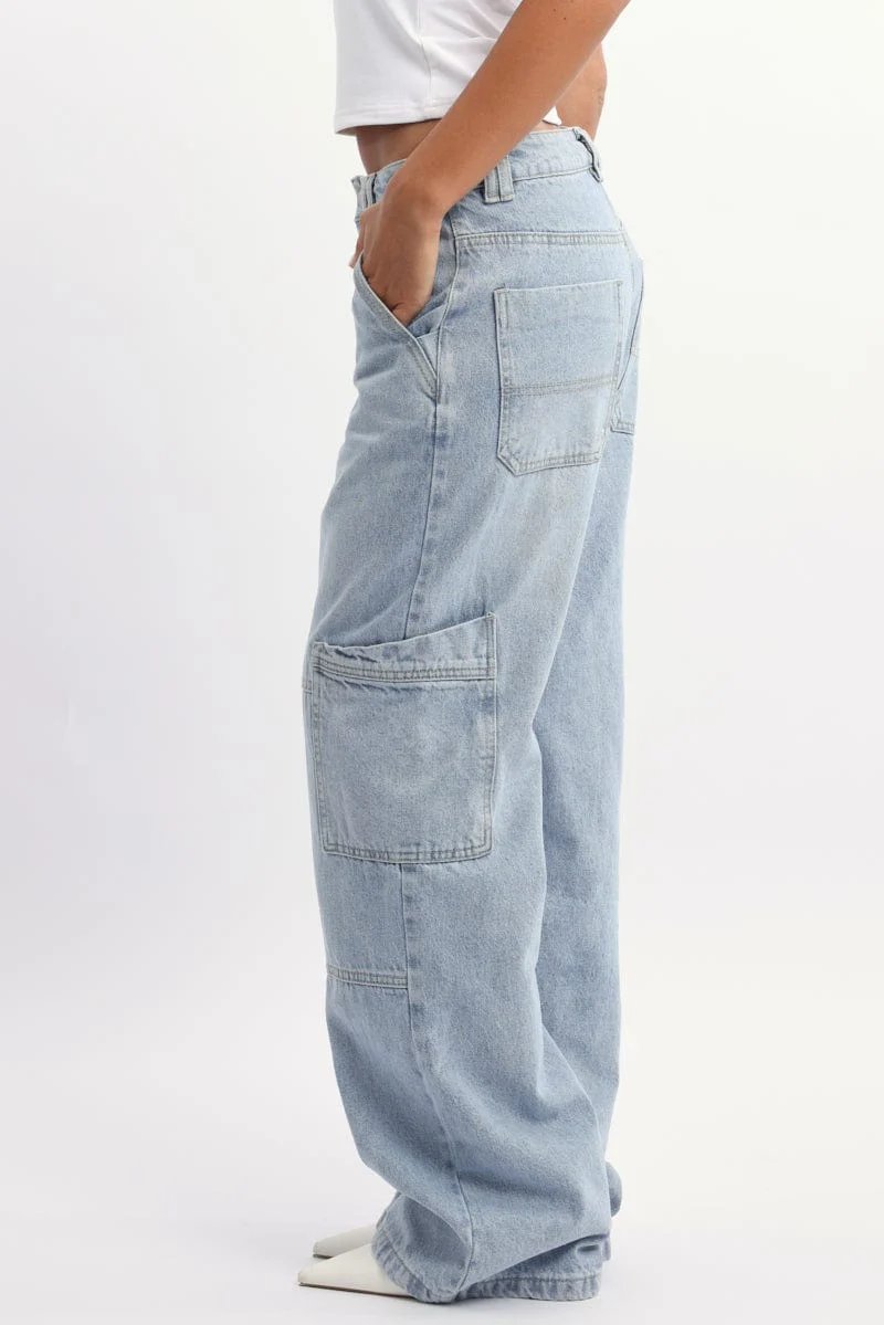 Denim Cargo Denim Jeans Mid Rise - Image 4