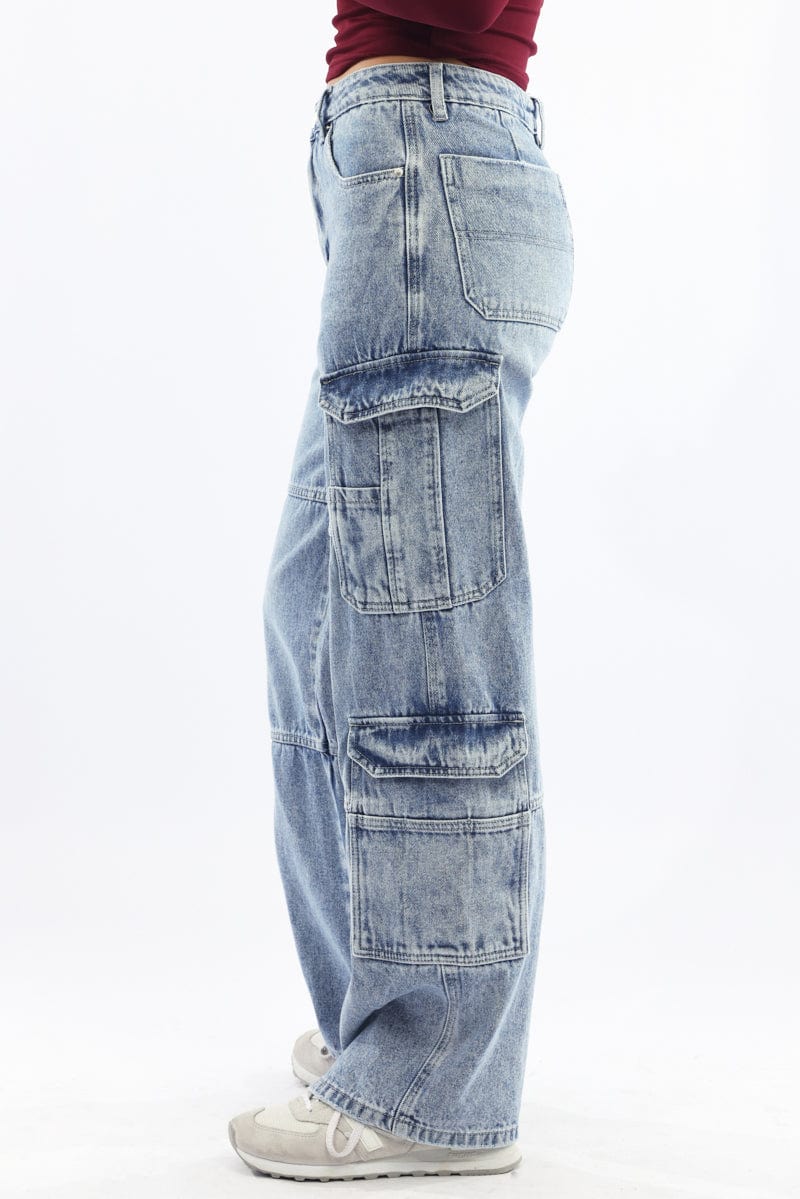 Denim Cargo Jeans Mid rise - Image 3