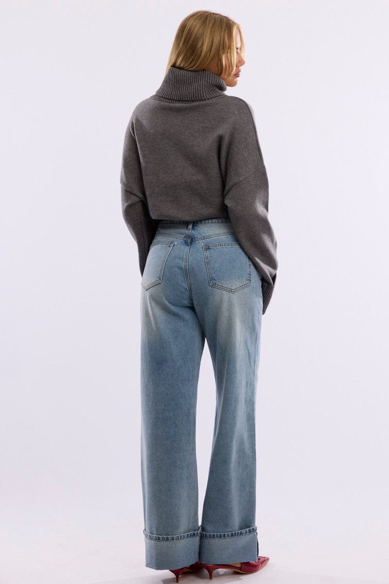 Denim Cuffed Jeans Mid Rise - Image 4