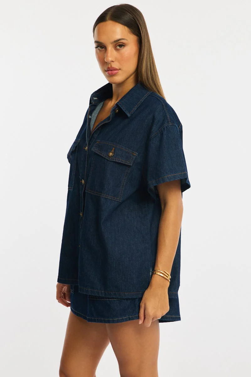 Denim Jacket Short Sleeve - Image 3
