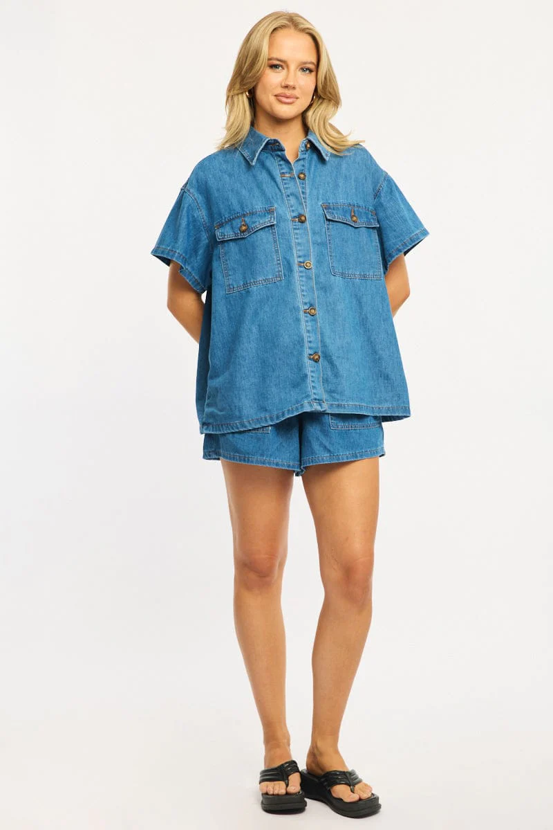 Denim Jacket Short Sleeve - Image 2