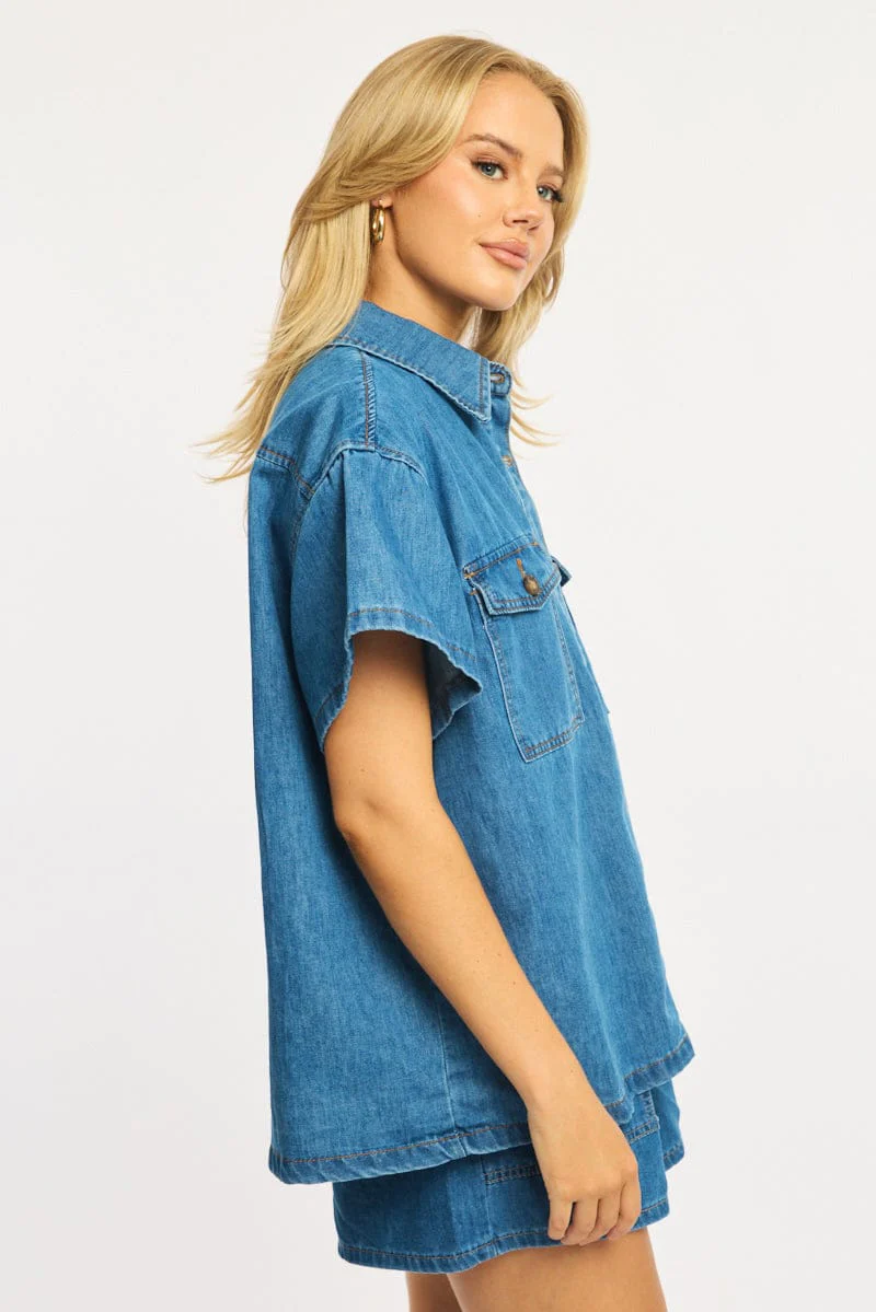 Denim Jacket Short Sleeve - Image 3