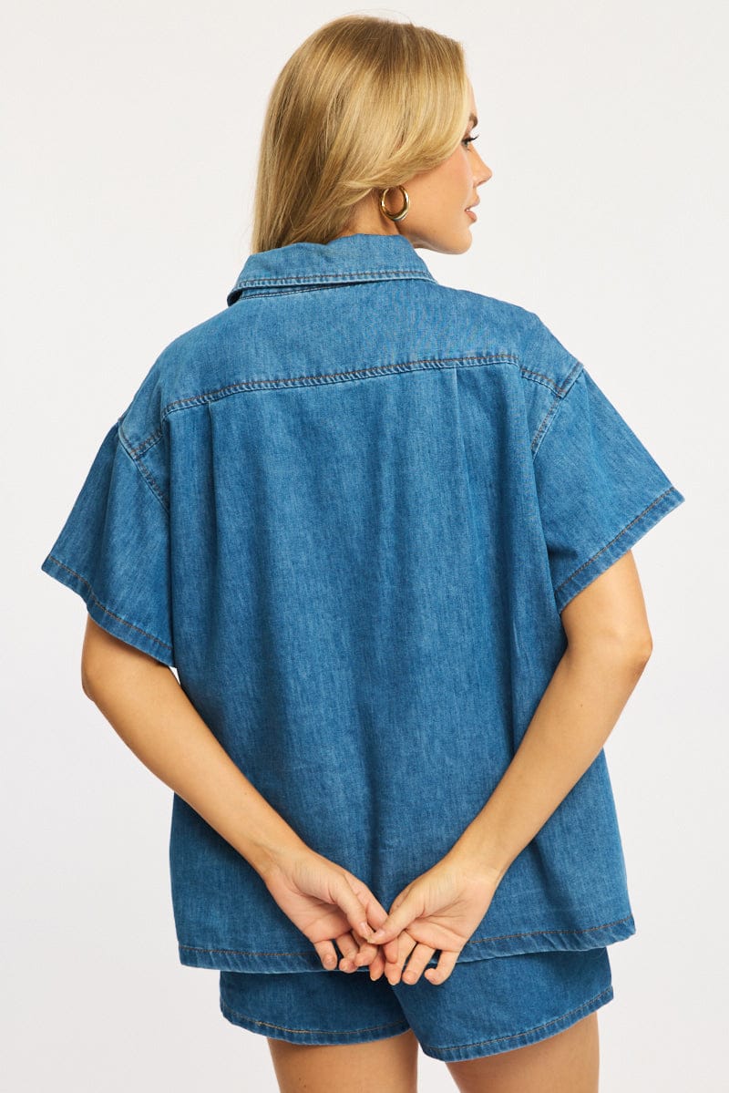 Denim Jacket Short Sleeve - Image 4