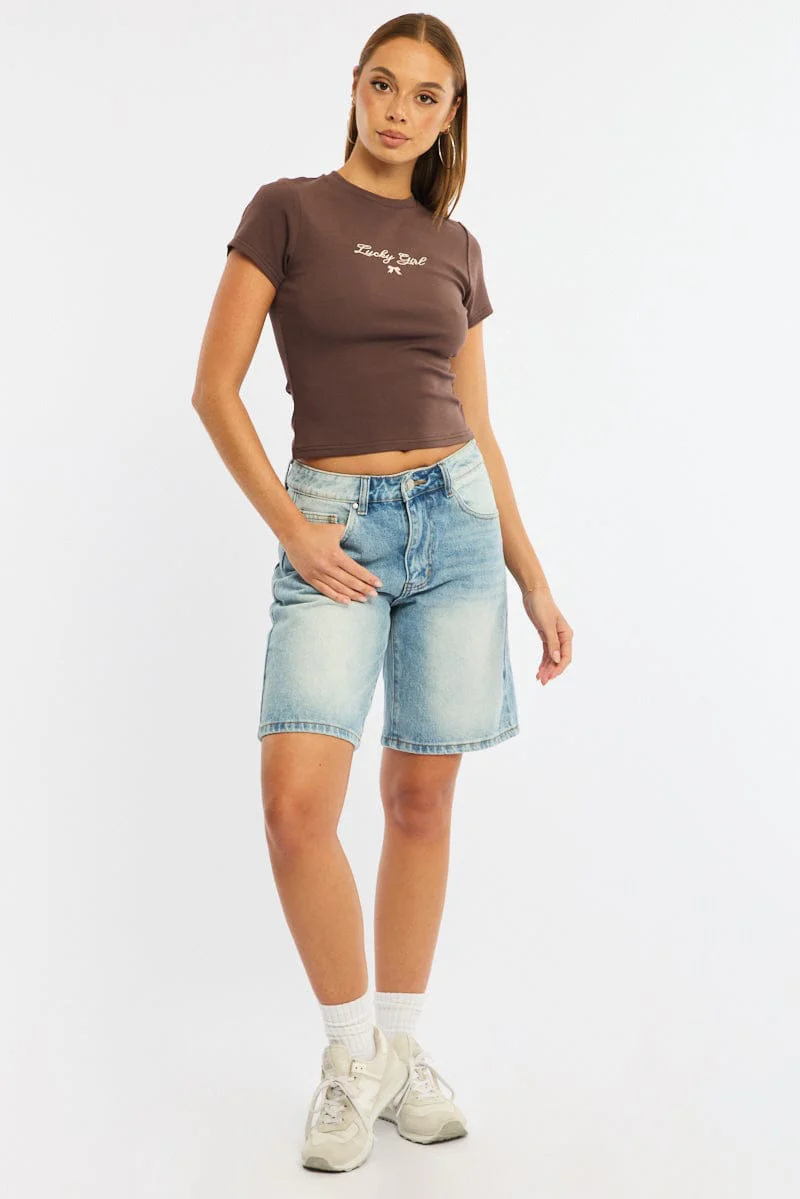 Denim Knee Length Short Mid Rise - Image 3