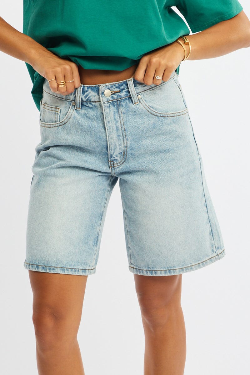 Denim Knee Length Short Mid Rise - Image 2
