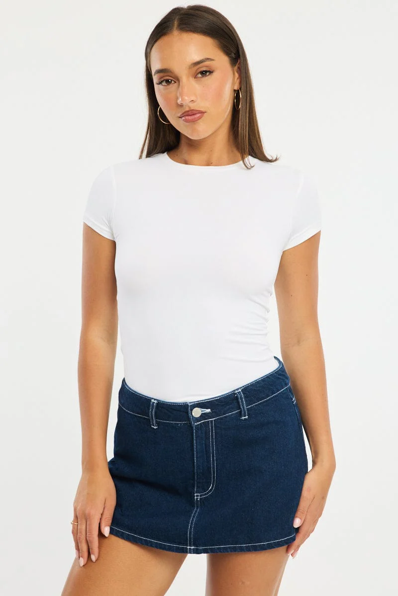 Denim Micro Skorts Low Rise