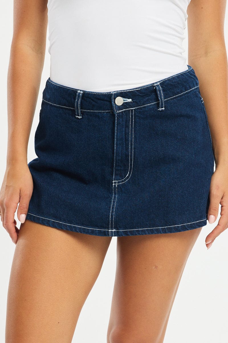 Denim Micro Skorts Low Rise - Image 2