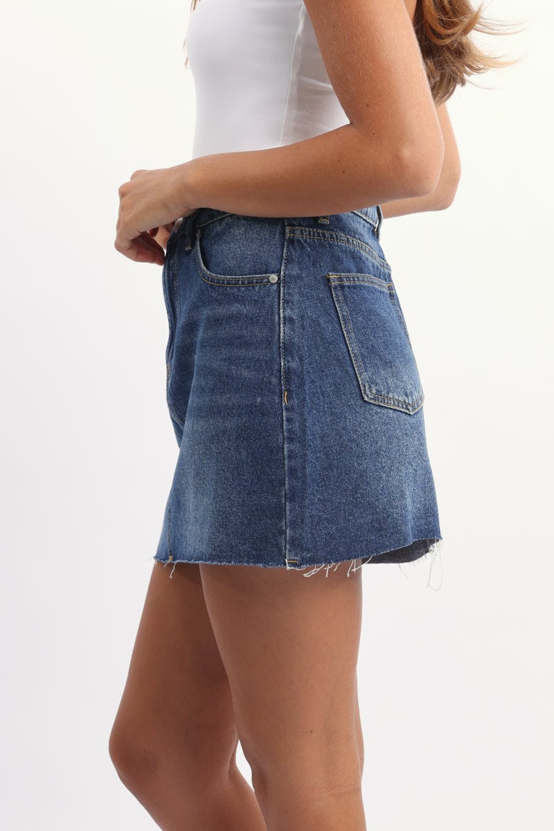 Denim Mini Skirt Mid Rise Relaxed Fit - Image 4