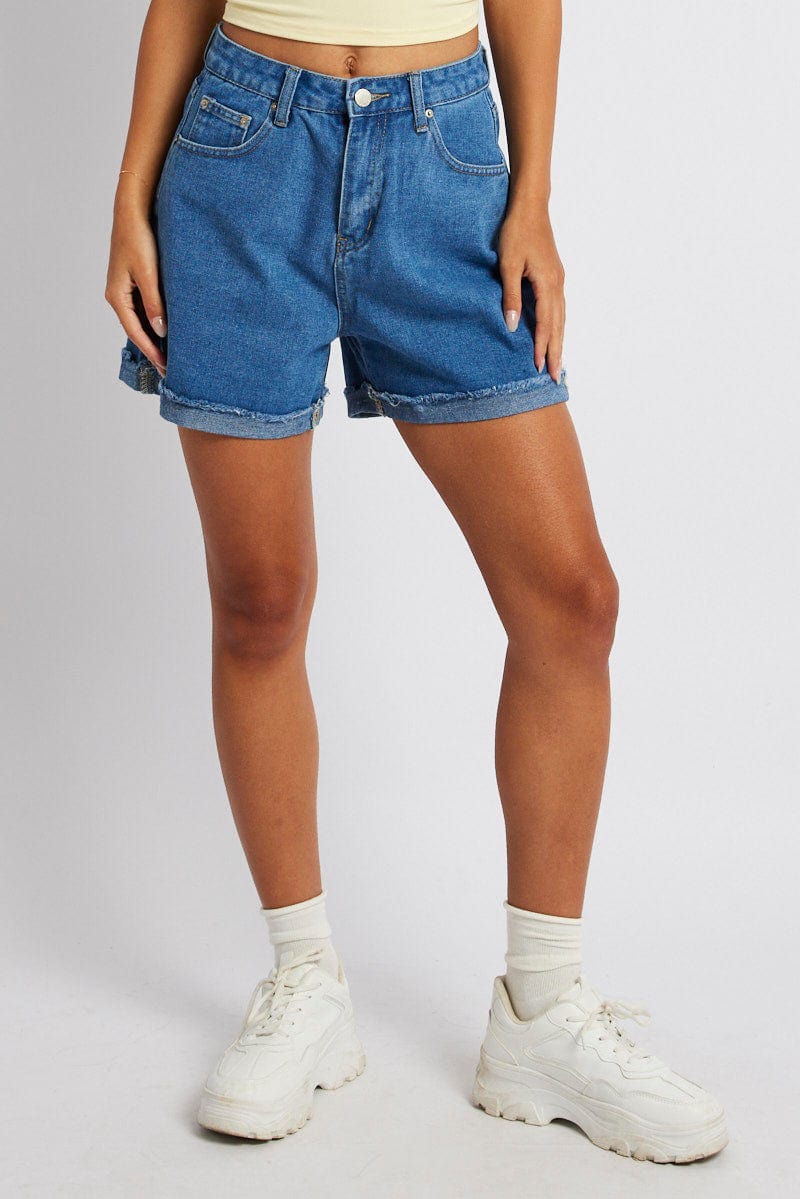 Denim Mom Denim Shorts High Rise - Image 3