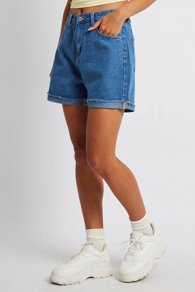 Denim Mom Denim Shorts High Rise - Image 4