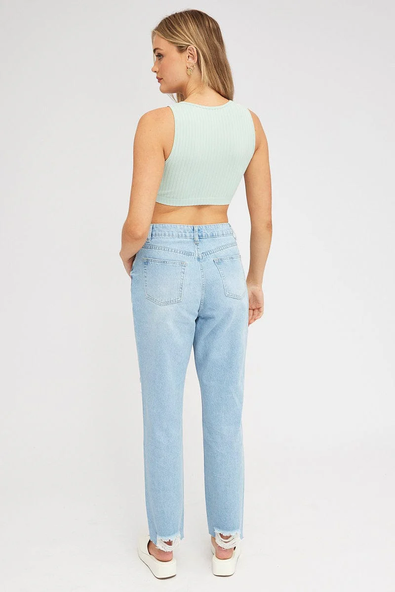 Denim Mom Jean High Rise Ripped - Image 5