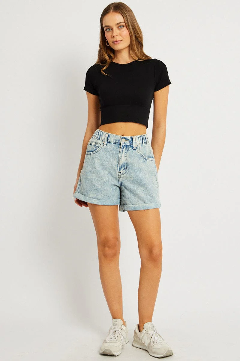 Denim Relaxed Short Elastic Waist - Image 2
