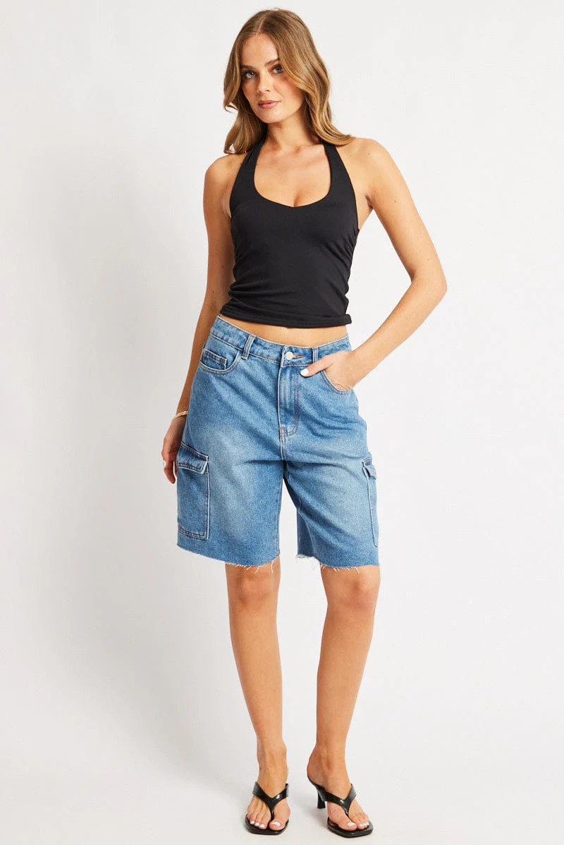 Denim Relaxed Shorts - Image 2