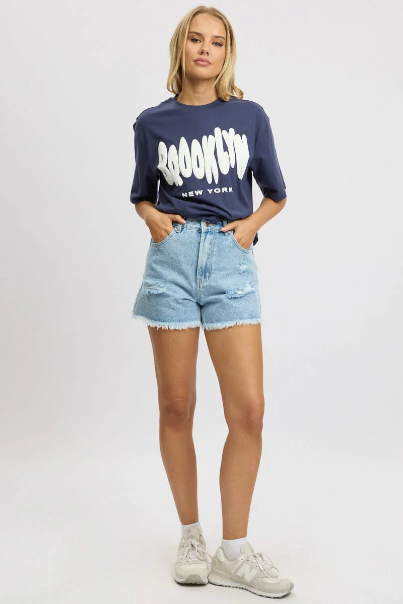 Denim Relaxed Shorts High Rise - Image 2