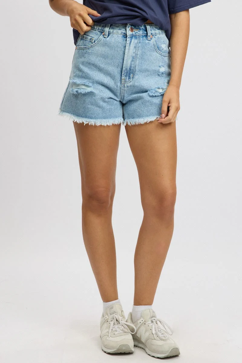 Denim Relaxed Shorts High Rise - Image 3