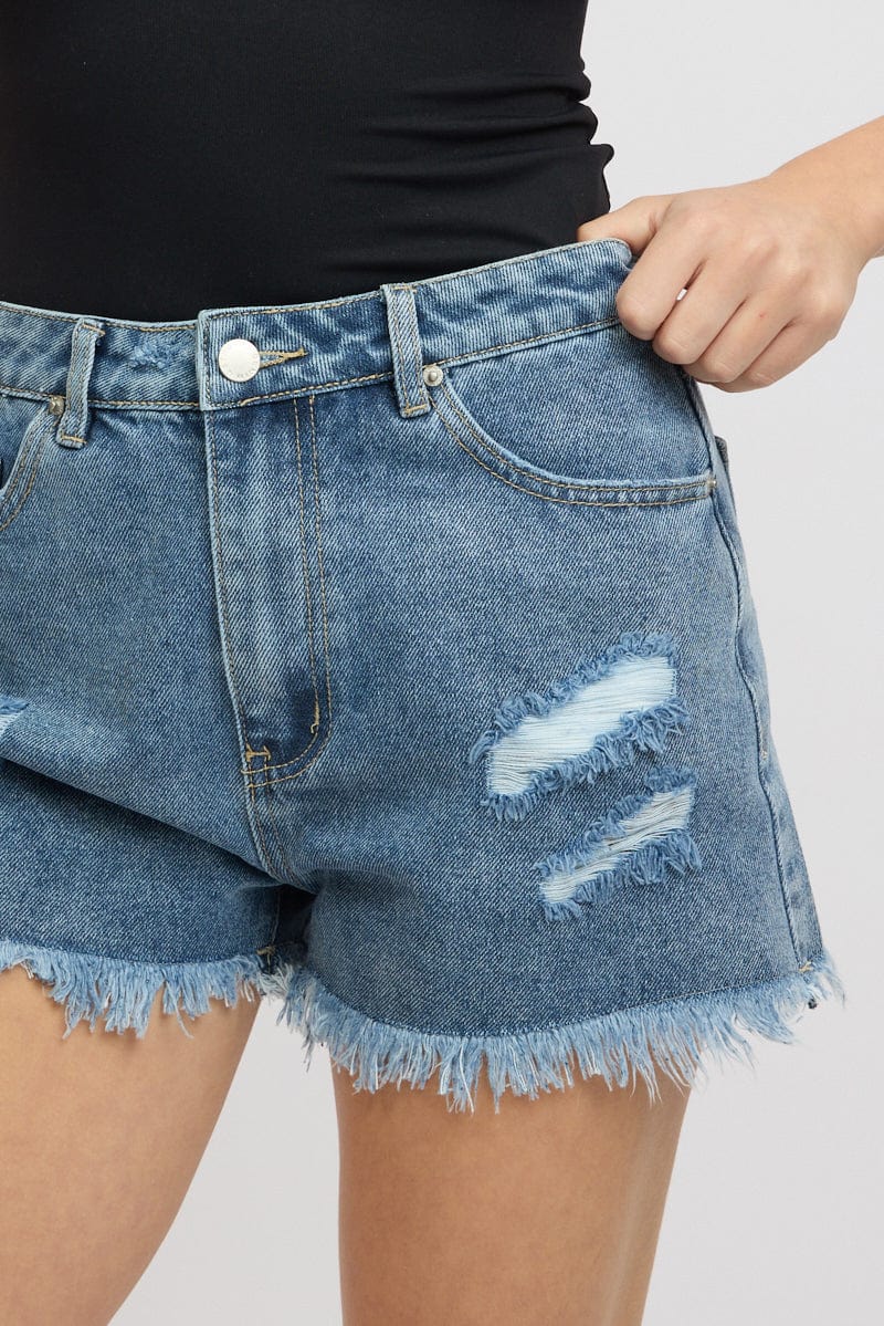 Denim Relaxed Shorts High Rise - Image 6