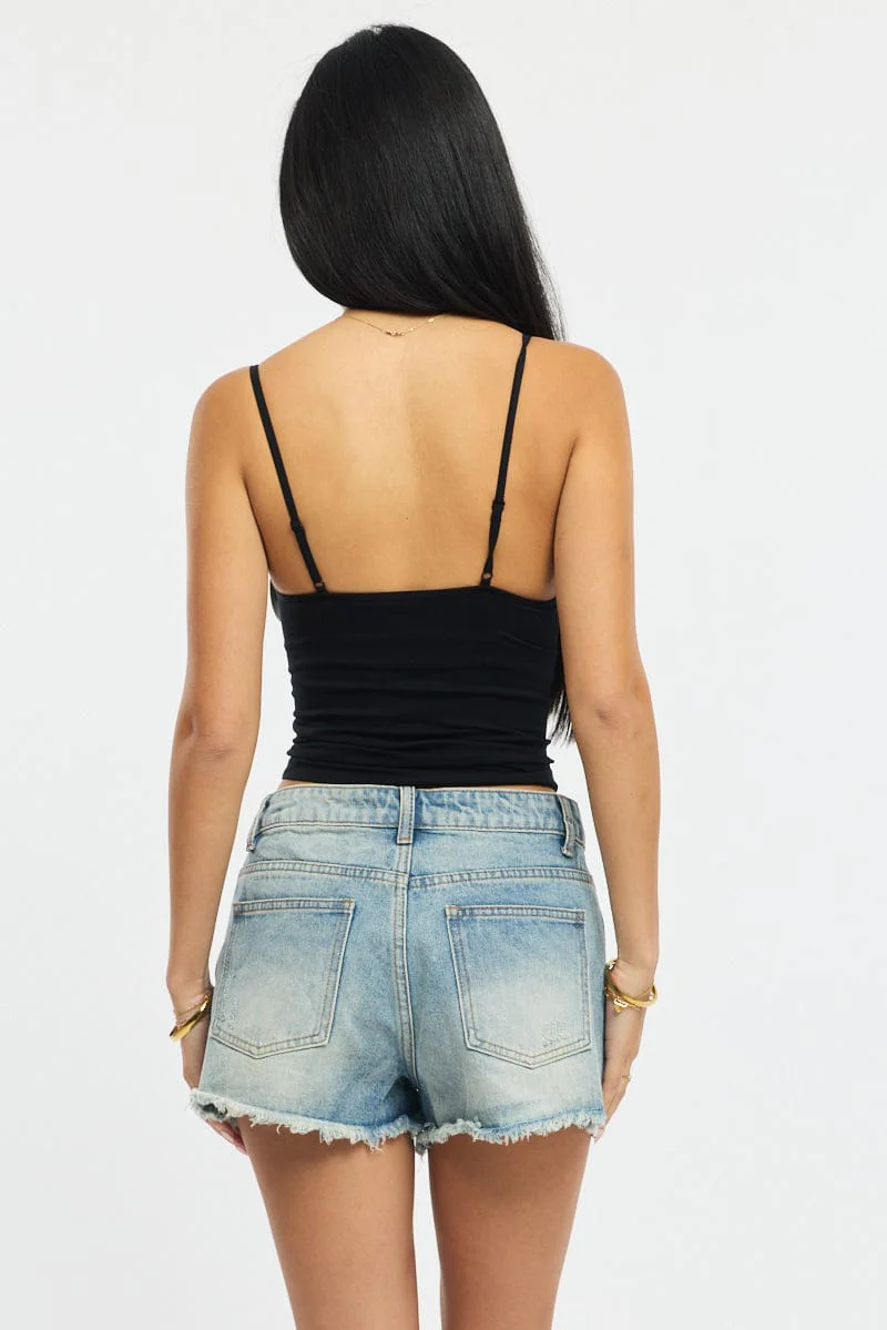 Denim Relaxed Shorts Low Rise - Image 5
