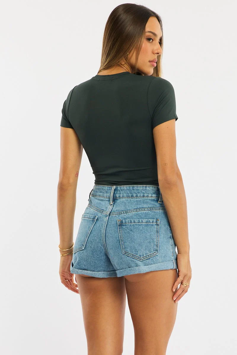 Denim Relaxed Shorts Mid Rise - Image 5