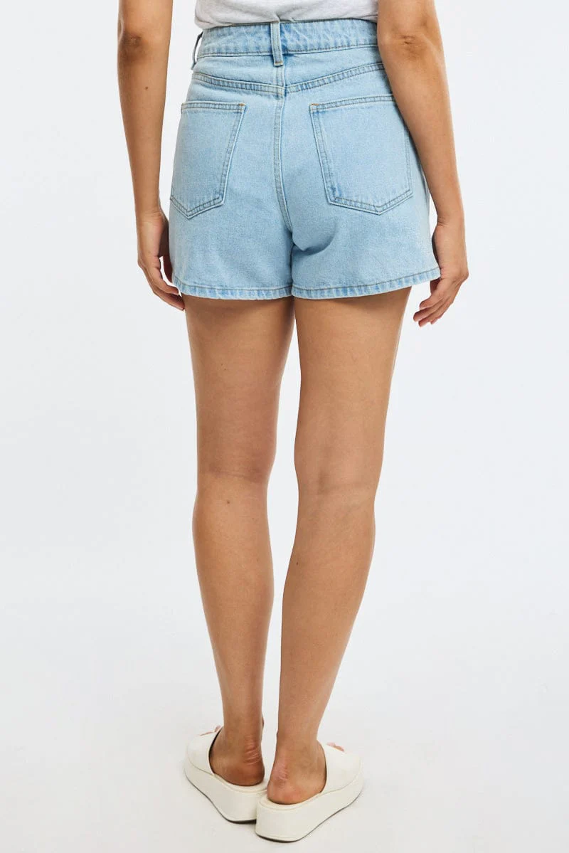Denim Relaxed Shorts Mid Rise - Image 4