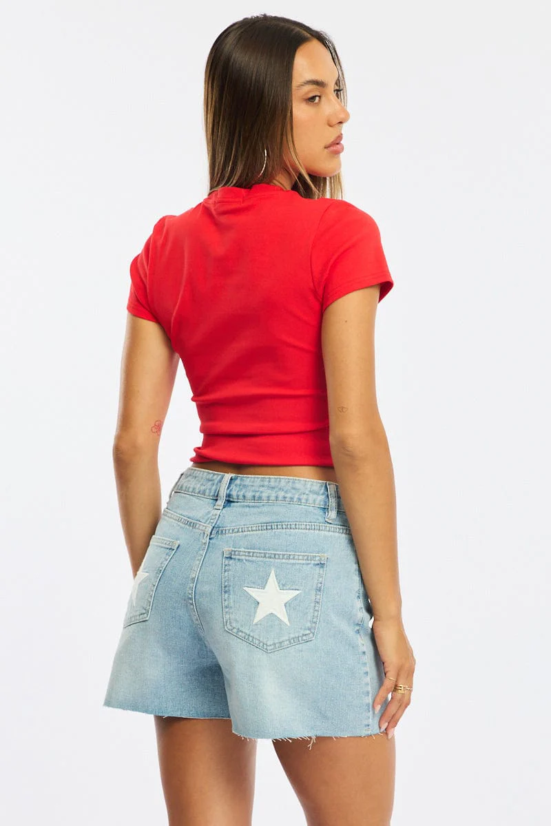 Denim Relaxed Shorts Star Pocket - Image 5