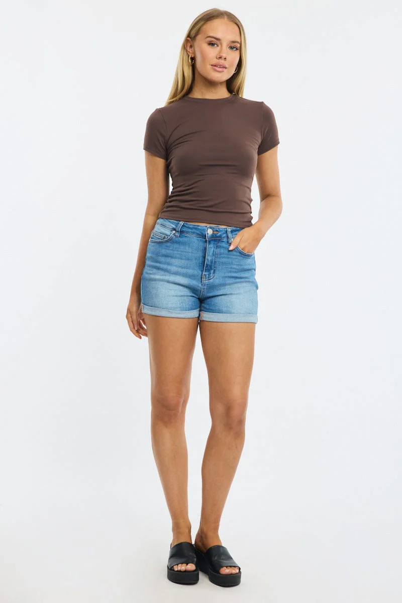 Denim Skinny Shorts Low Rise