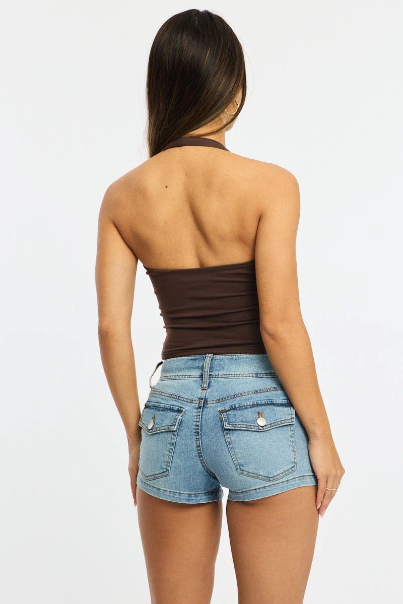 Denim Skinny Shorts Mid Rise - Image 4