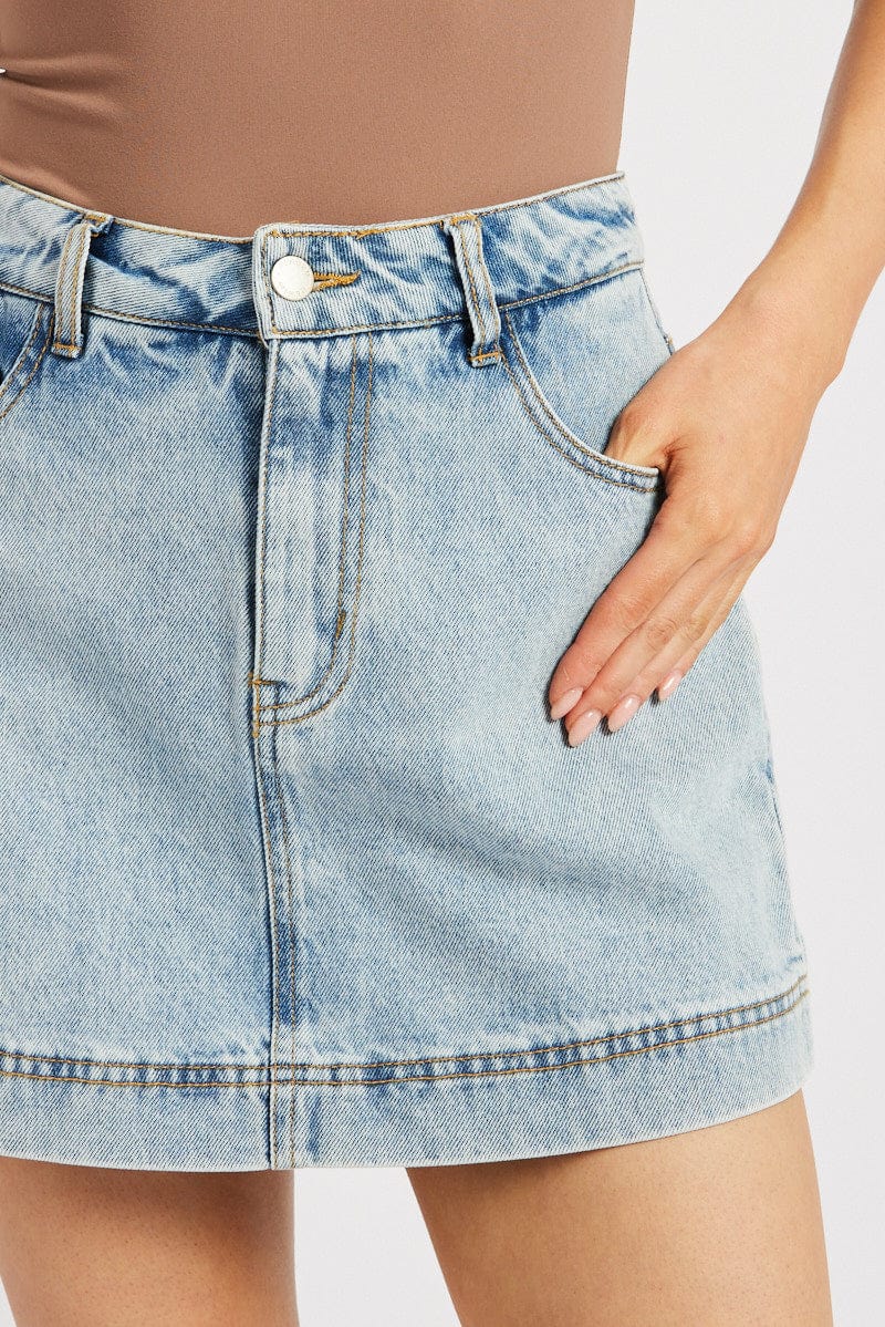 Denim Skort Skirt High Rise - Image 6