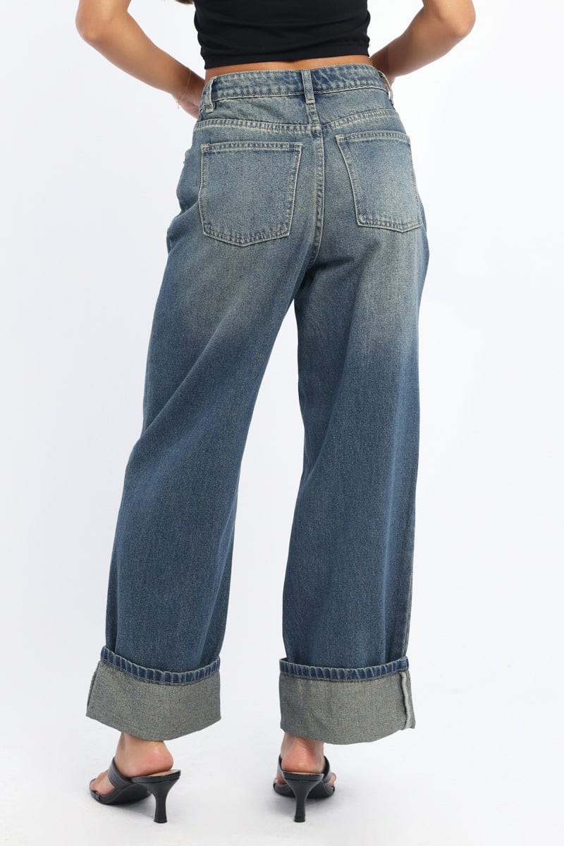 Denim Straight Jeans Fold Up - Image 3