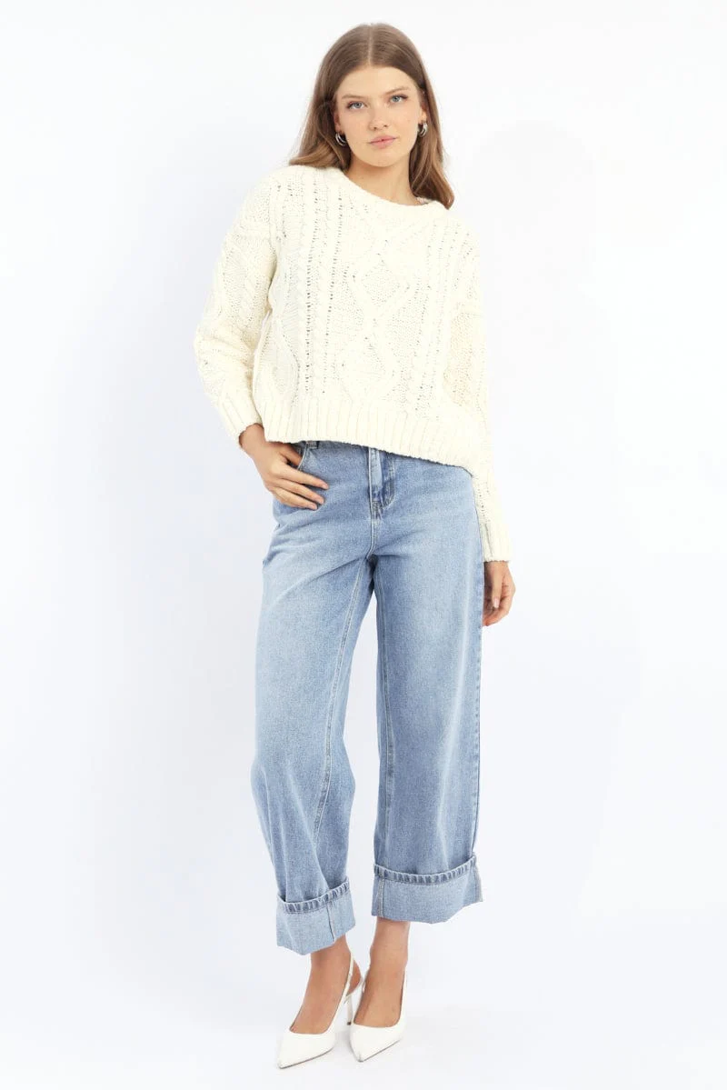 Denim Straight Jeans Fold Up - Image 2