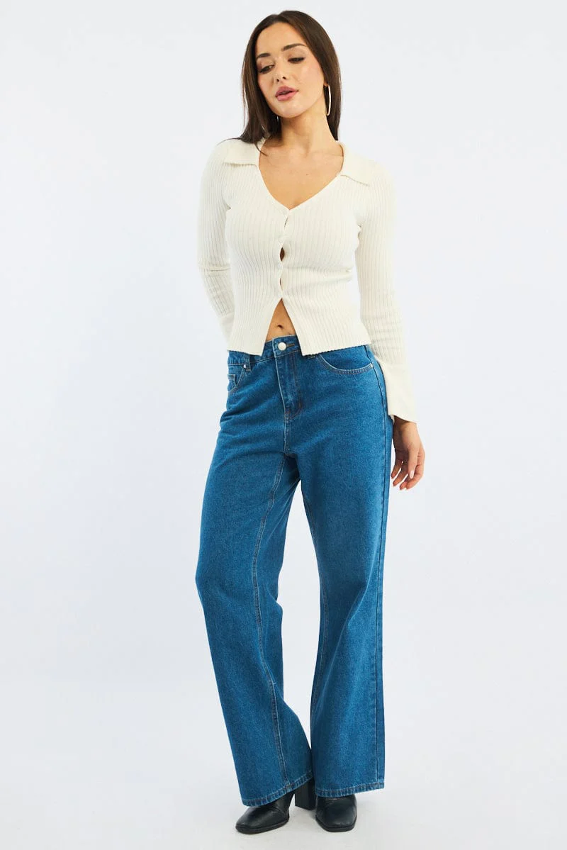 Denim Straight Jeans High Rise - Image 3