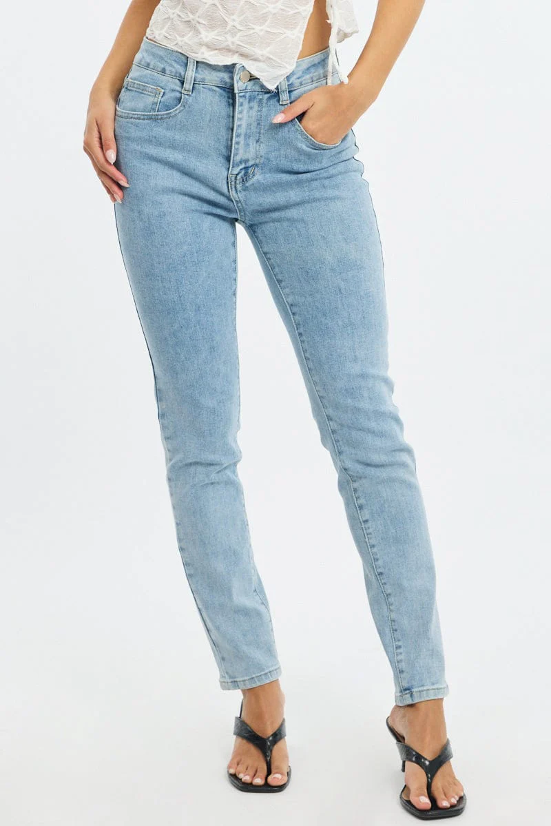 Denim Straight Jeans High Rise - Image 2