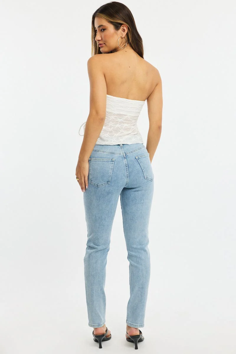 Denim Straight Jeans High Rise - Image 4